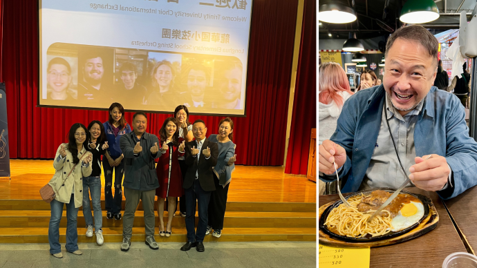 Collage of Dr. Chia-Wei Lee on a trip to Taiwan